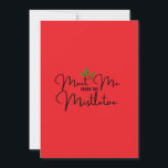 Treffen Sie mich unter der Mistletoe Romantic Holi Feiertagskarte<br><div class="desc">Senden Sie Liebe in dieser Saison mit der "Meet Me Under the Mistletoe" Urlaubskarte. Mit eleganter handgeschriebener Typografie und einer Touch Mistleton ist diese Karte ideal für Paare,  Freunde oder alle,  die ein bisschen Urlaubsromantik gewollt haben. Das gepflegte,  festliche Design verleiht Ihren Urlaubsszenarien eine herzliche,  herzliche Touch.</div>