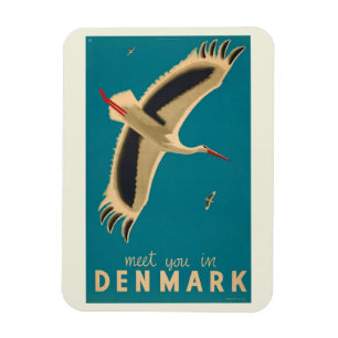 Treffen Sie sich in Dänemark Reise Vintage  Magnet