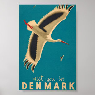 Treffen Sie sich in Dänemark Reise Vintage Poster