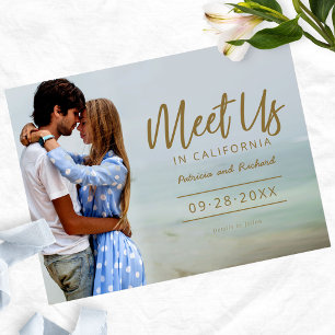 Treffen Sie uns bei der Hochzeit am Zielort Save T Postkarte