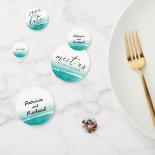 Treffen Sie uns bei der Hochzeit am Zielort Teal S Konfetti