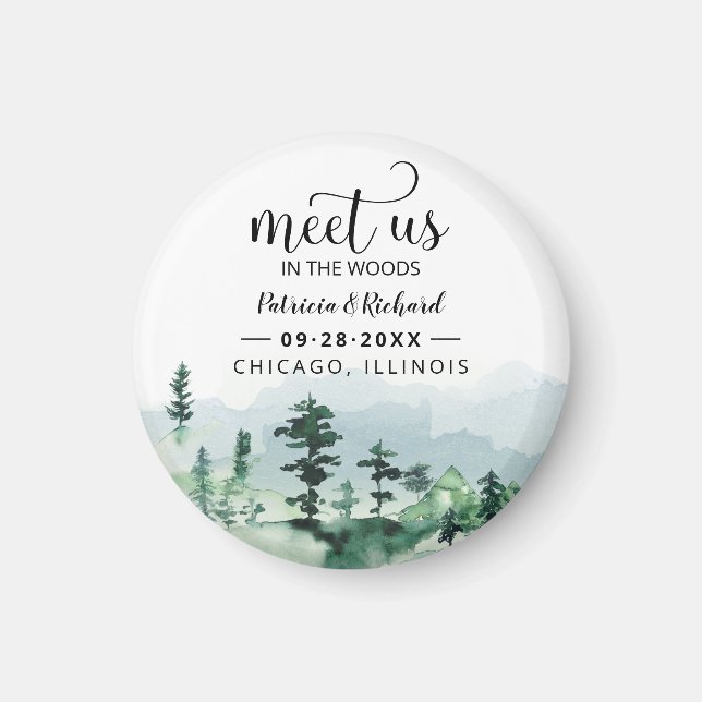 Treffen Sie uns im Wald im Freien Hochzeit retten  Magnet (Vorne)