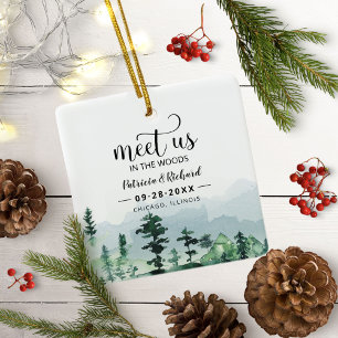 Treffen Sie uns im Wald Outdoor-Hochzeit Save The  Keramikornament