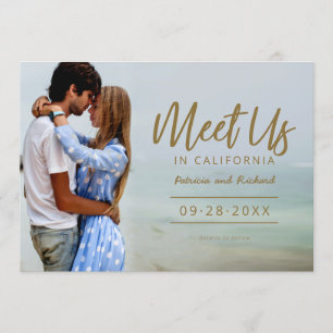 Treffen Sie uns in Hochzeit in Urlaubsort Save the Einladung