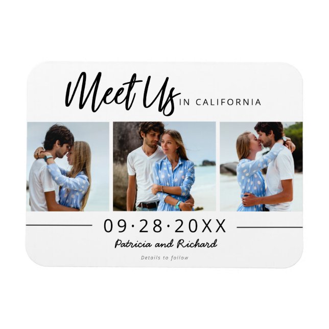 Treffen Sie uns in Hochzeit speichern Sie das 3 Fo Magnet (Horizontal)