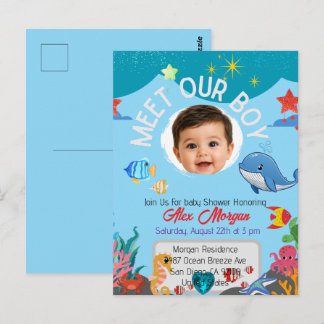 Treffen Sie unsere Jungen-Baby-Party-Einladung - U Postkarte