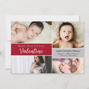 Treffen Sie unsere kleine Valentine Baby Foto Coll Dankeskarte