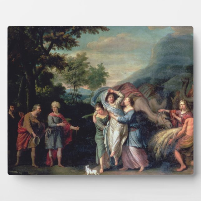 Treffen von Jakob und Laban mit Rachel, Leah und S Fotoplatte (Vorderseite)