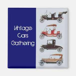 Treffen von Oldtimern Klassisches Auto Grau Blau Magnet