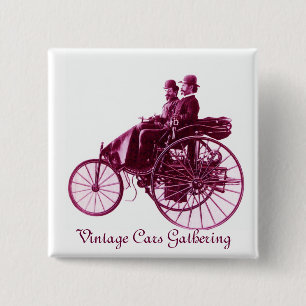 Treffen von Oldtimern, lila rosa violett weiß Button