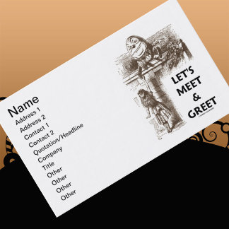 Treffen wir uns und Greet Alice Humpty Dumpty Wond Visitenkarte