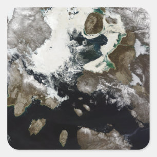 Treibeis und Sediment sichtbar in Nunavut, Kanada Quadratischer Aufkleber
