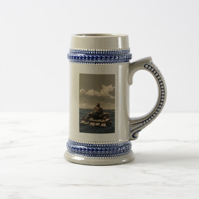 Treibend linke Hand blauer Stein Bierglas (Rechts)