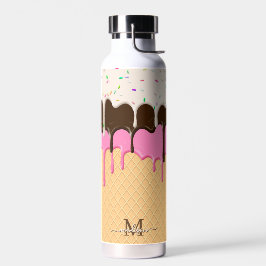 Treibende Eiscreme Sprinkles Waffelkronenmonogramm Trinkflasche