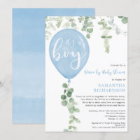 Treibender Baby-Dusche blauer Ballon Eukalyptus