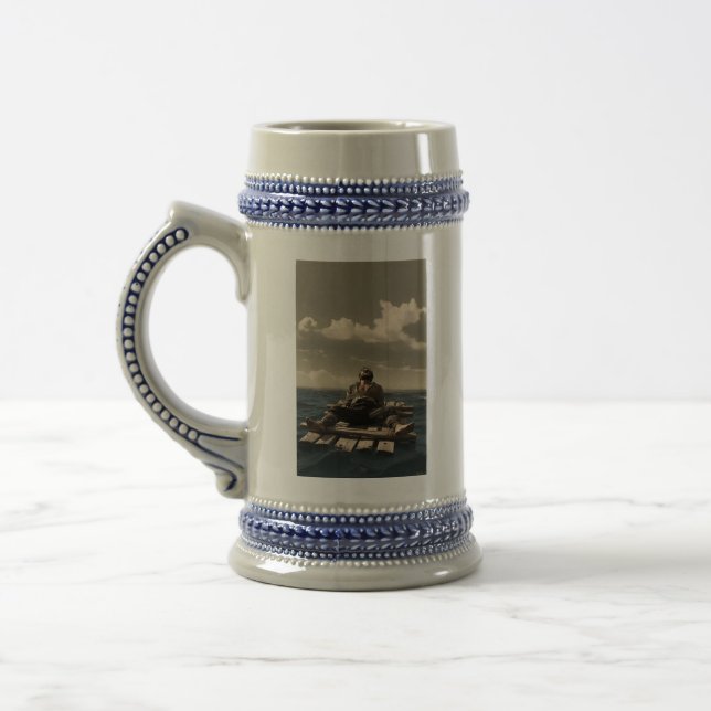 Treibender blauer Stein 2-seitig Bierglas (Links)