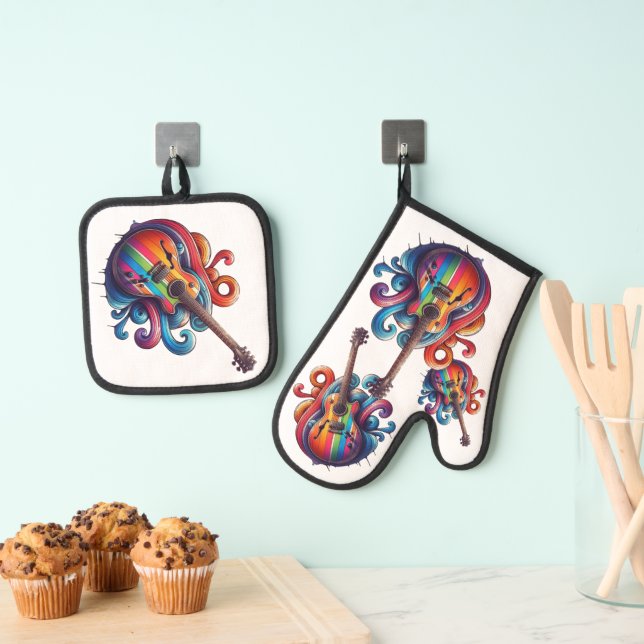 Treibender Sound Wood Wall Art Ofenhandschuh & Topflappen-Set (Insitu (Hängend))