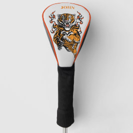 TREIBER GOLF HEAD COVER TIGER IN FLAMES DIY NAME HEADCOVER