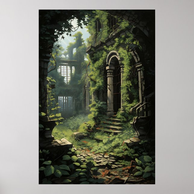 Treibhaus Efeu Farn Druck, Dunkle Akademie Botanis Poster (Vorne)