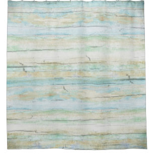 Treibholz-Aquarell-Strand-horizontales Küstenholz Duschvorhang