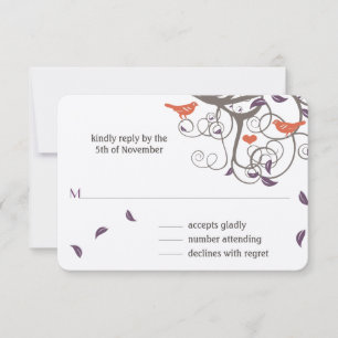Treibholz Baumstrudel Liebesvögel Hochzeit RSVP Karte