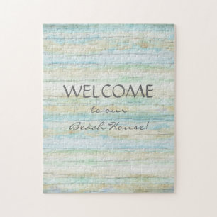 Treibholz-Ozean-Strand-Haus-Küstenküste Puzzle