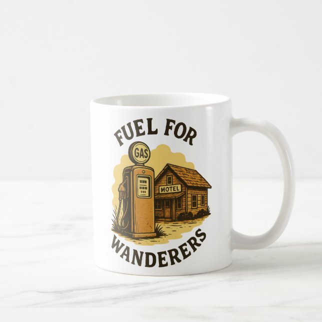Treibstoff für Wanderer Retro-Gaspumpe Art Kaffeetasse (Rechts)