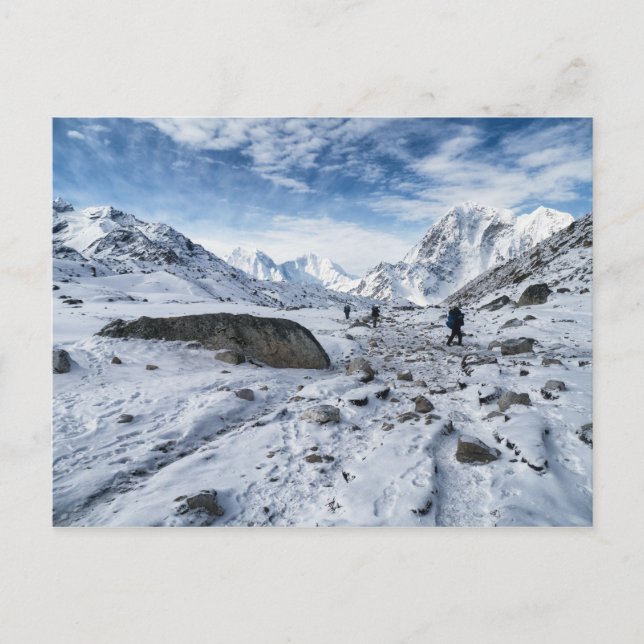 Trekking in Snowy & Icy Mountains (Himalaya) Postkarte (Vorderseite)
