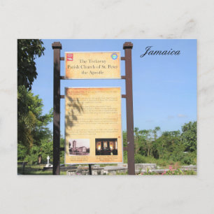 Trelawny Parish Church sign, Jamaica, photography, Postkarte