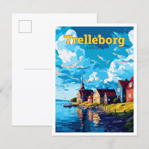 Trelleborg Schweden Reisen Kunst, Vintage Illustra Postkarte