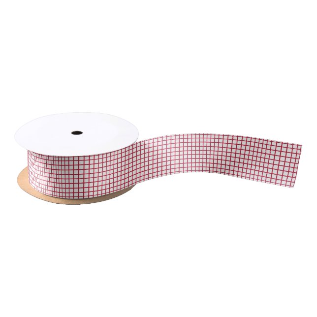 Trellis Cherry Red - White Satinband (Spule)