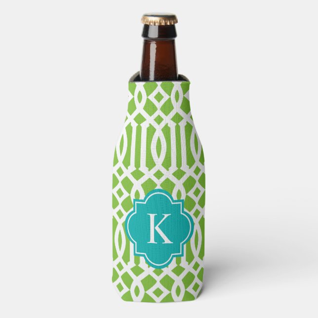 Trellis in Aqua & Green | Flasche Cooler Flaschenkühler (Flaschenvorderseite)