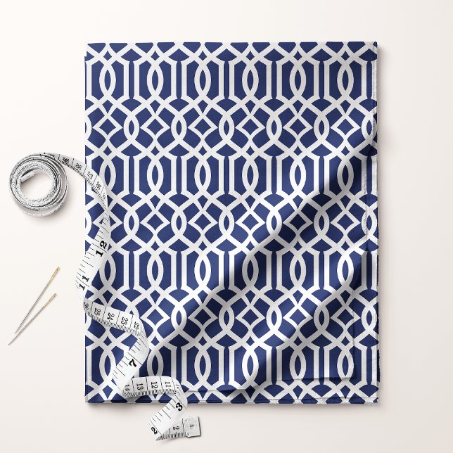 Trellis Lattice Navy Blue Elegantes Muster Stoff (Von Creator hochgeladen)