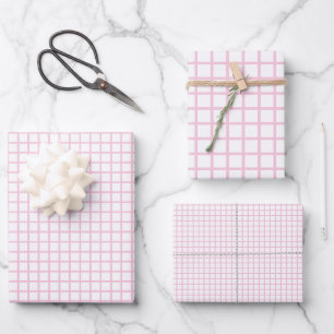 Trellis Light Pink - Weiß Geschenkpapier Set