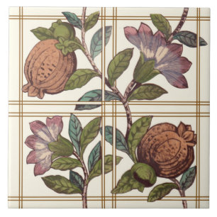 Trellis mit Fruit & Blume Repro Viktorianisch Tile Fliese