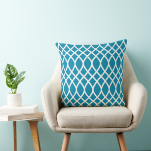 Trellis Pattern Pillow   Aquamarines Blau Kissen