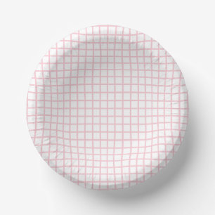 Trellis Pink - Weiß Pappteller