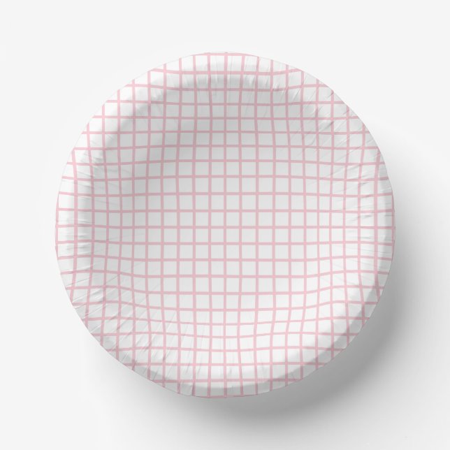 Trellis Pink - Weiß Pappteller (Vorderseite)
