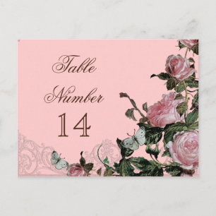 Trellis Rose Vintage - Empfangstisch-Nummernkarte Postkarte