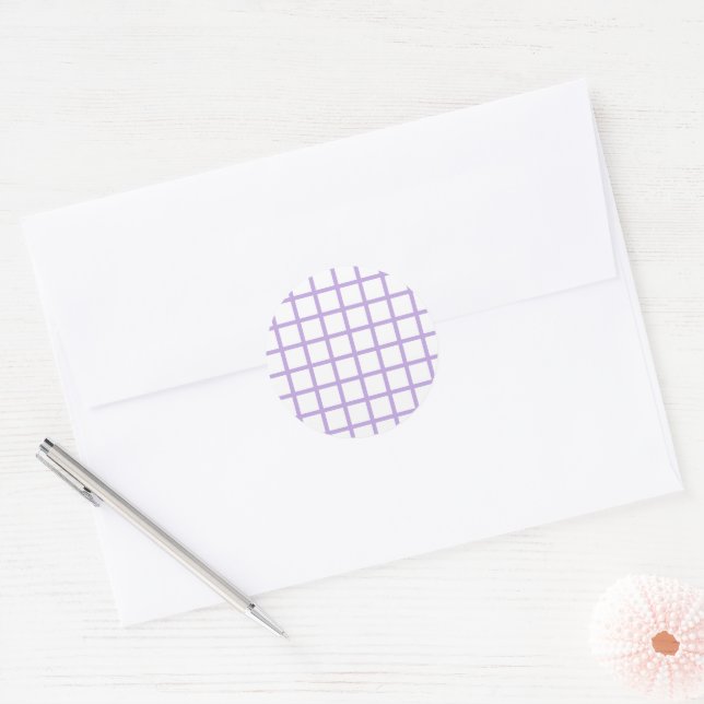 Trellis Soft Lavendel - Weiß Runder Aufkleber (Umschlag)
