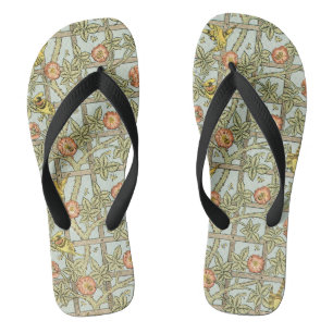 Trellis von William Morris, Vintag Garden Textile Flip Flops