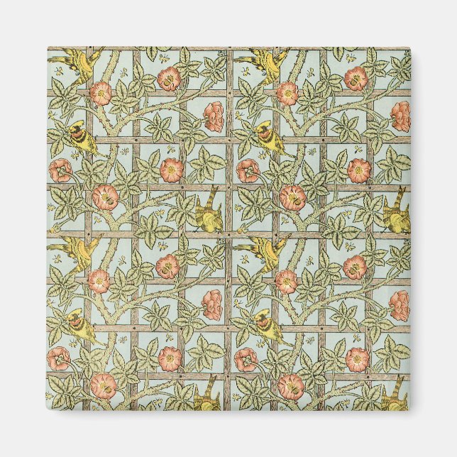 Trellis von William Morris, Vintag Garden Textile Magnet (Vorne)