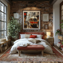 Tren en Mercado Urbano: Impresionista y Realista. Poster