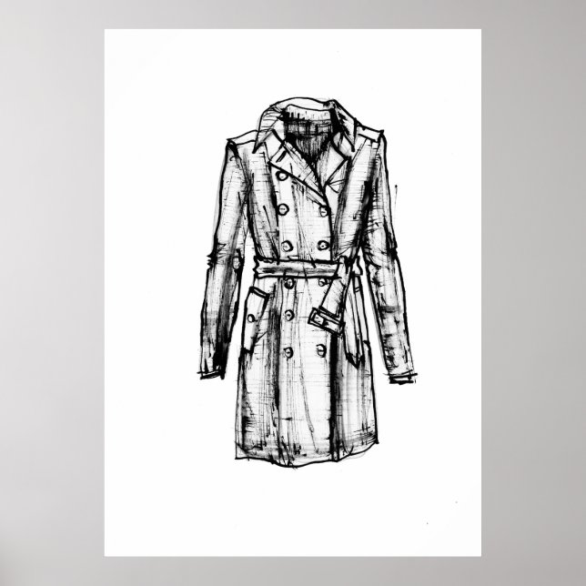 Trench Coat Ink Sketch Poster (Vorne)