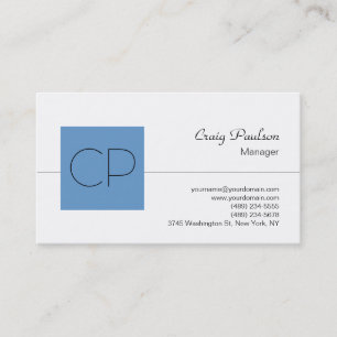 Trend Blue Monogram Classic Script Business Card Visitenkarte