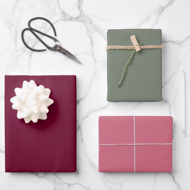 Trend Color Burgundy Pink Sage Geschenkpapier Set (Vorderseite)