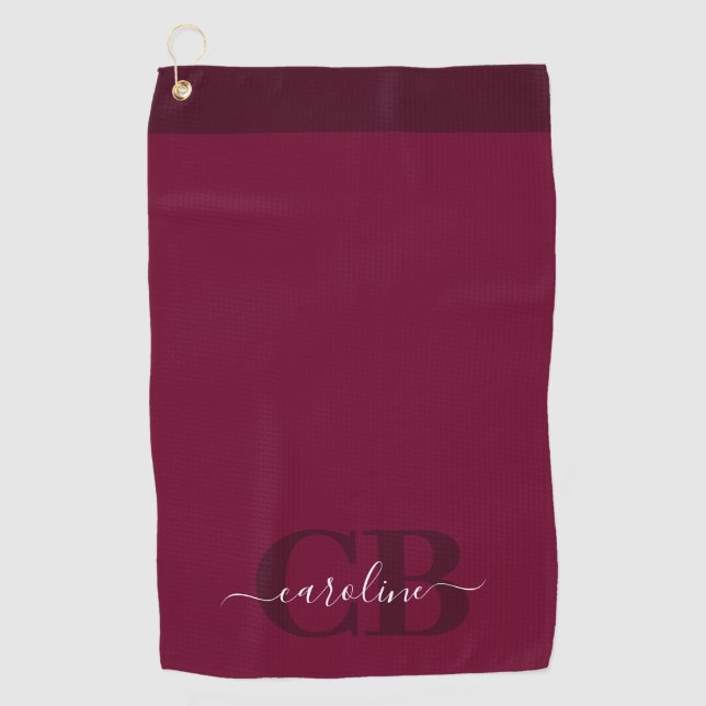 Trend Color - Dark Burgundy Script Golf Towel Golfhandtuch (Vorderseite)