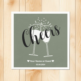 Trend Color Mute Greenish Gray Cheers Napkins Serviette