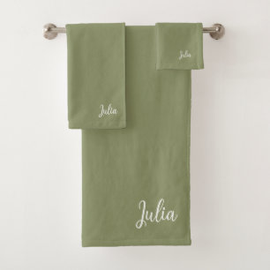 Trend Color Reed Green Name Badehandtuch Set