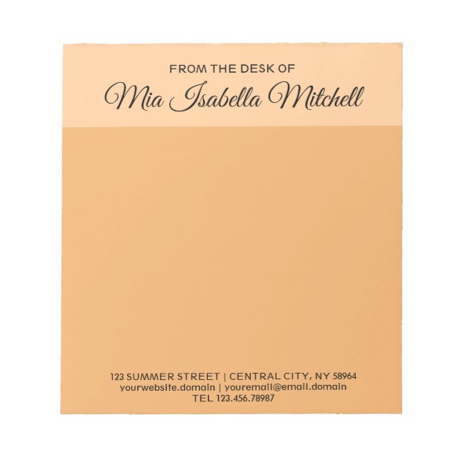 Trend Color - Soft Orange Business Notepad Notizblock (Vorderseite)
